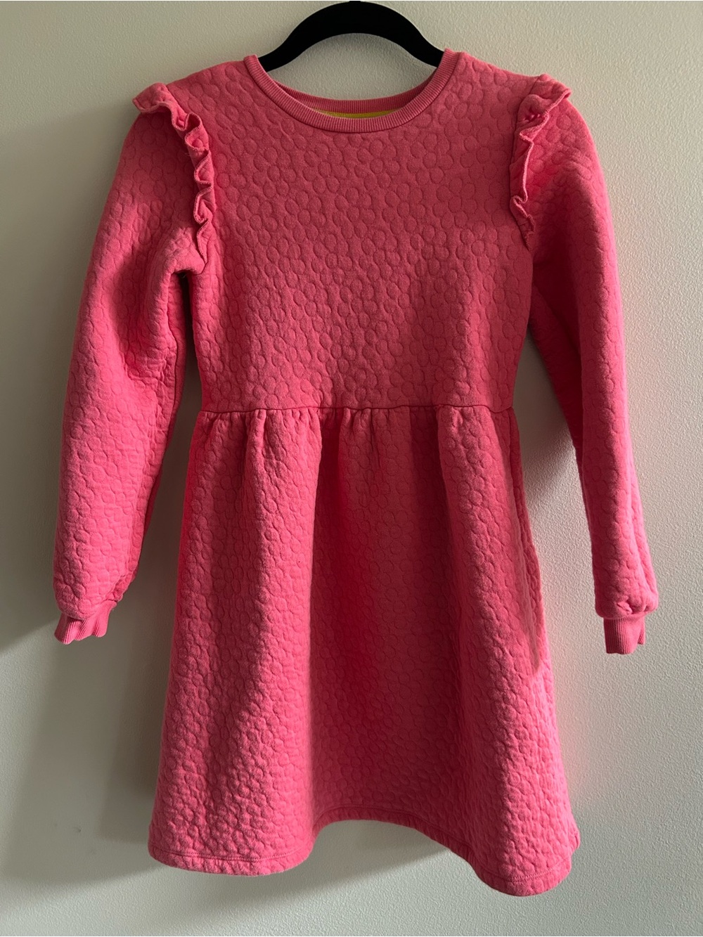 Mini Boden Quilted Ruffle Shoulder Long-Sleeve Dress 11-12Y